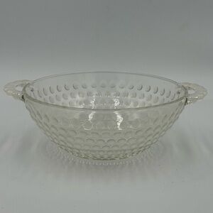 Vintage Fenton Moonstone Opalescent Hobnail Glass Bowl with Handles